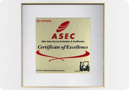 TOYOTA ASEC (After Sales Service Evaluation & Certification) Certificate of Excellence